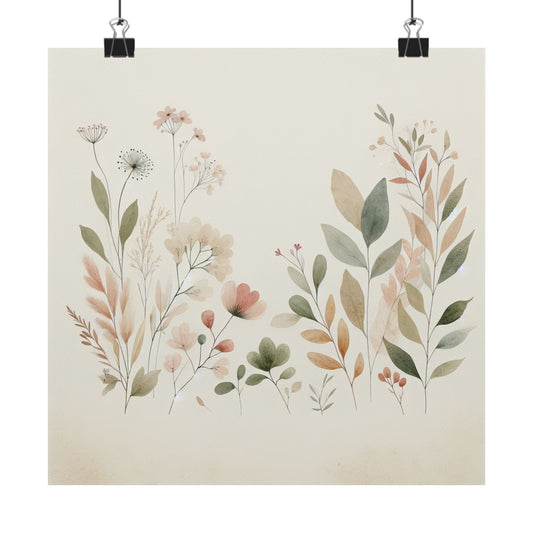 Elegant Floral Wall Art Prints, Nature-Themed Decor, Matte Vertical Posters for Home, Boho Wall Art, Gift for Plant Lovers