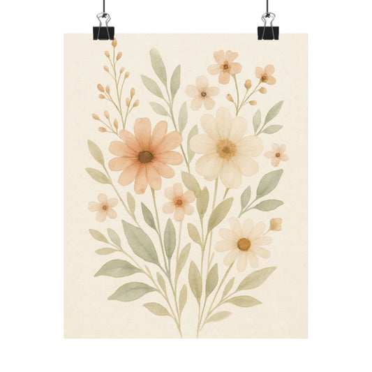 Elegant Floral Wall Art Prints, Nature-Themed Decor, Matte Vertical Posters for Home, Boho Wall Art, Gift for Plant Lovers