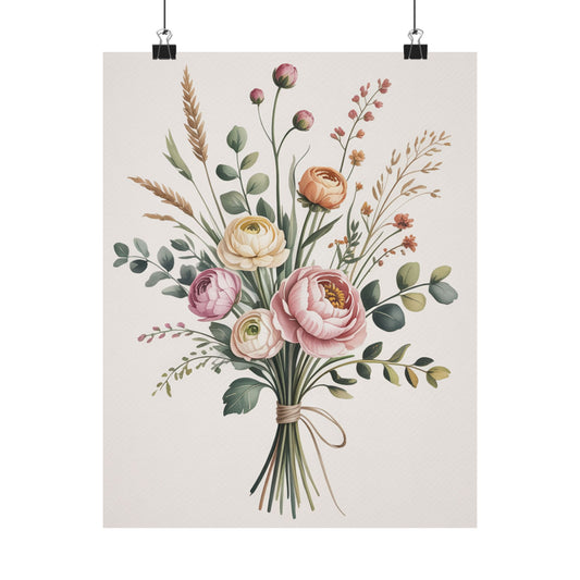 Floral Art Poster, Matte Vertical Wall Decor, Vintage Botanical Print, Home Decoration, Gift for Plant Lovers