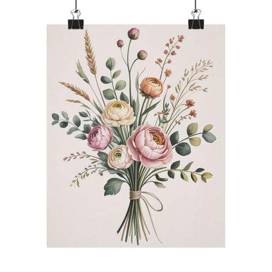 Floral Art Poster, Matte Vertical Wall Decor, Vintage Botanical Print, Home Decoration, Gift for Plant Lovers